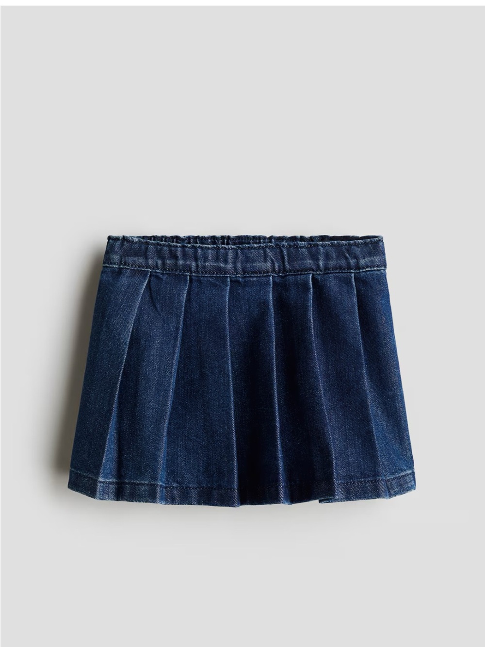 H&M Dark Blue Denim Pleated Skirt